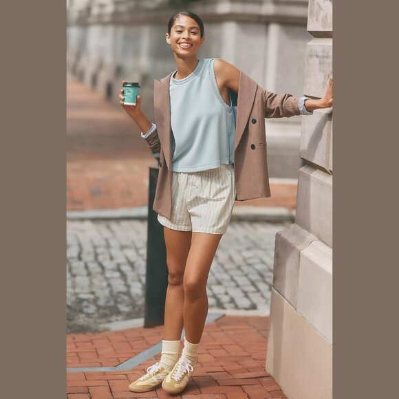 NEW Varley - Sizes S, M, L Women's Shea High-Neck Crop Tank Top - Ether Blue - Picture 3 of 4